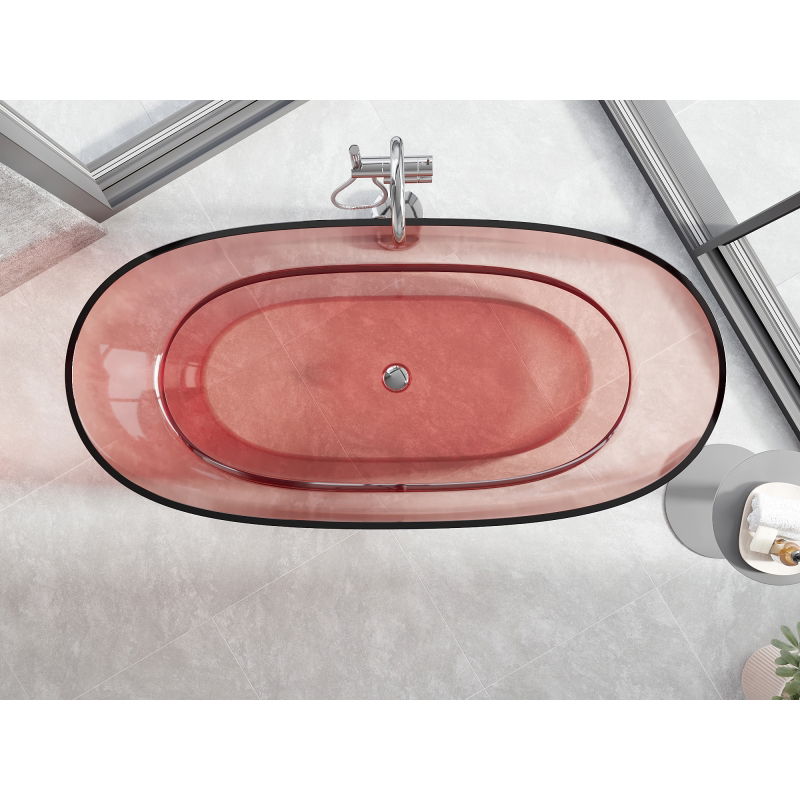 Mexen Pure bain autoportante transparente corail 170 x 80 cm, bonde chromée - 58071708004