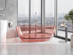 Mexen Pure baignoire autoportante transparente 170 x 80 cm, corail, bouchon chromé - 58071708004