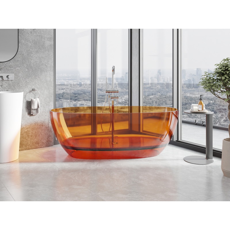 Mexen Pure baignoire autoportante transparente 170 x 80 cm, rouille, bonde chromée - 58071708006