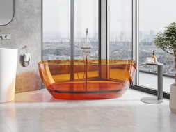 Mexen Pure baignoire autoportante transparente 170 x 80 cm, rouille, bonde chromée - 58071708006