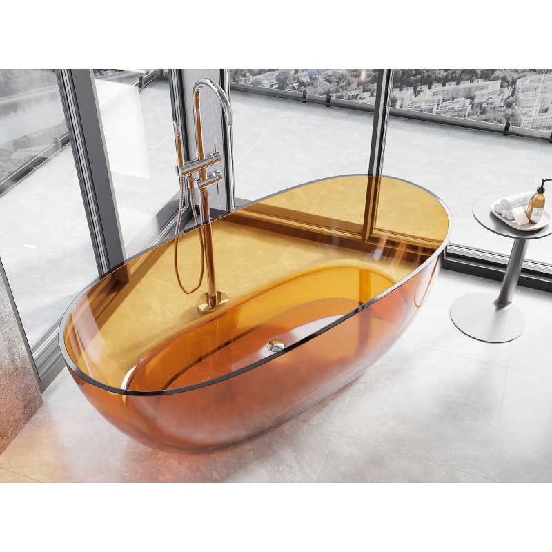 Mexen Pure baignoire autoportante transparente 170 x 80 cm, rouille, bonde chromée - 58071708006