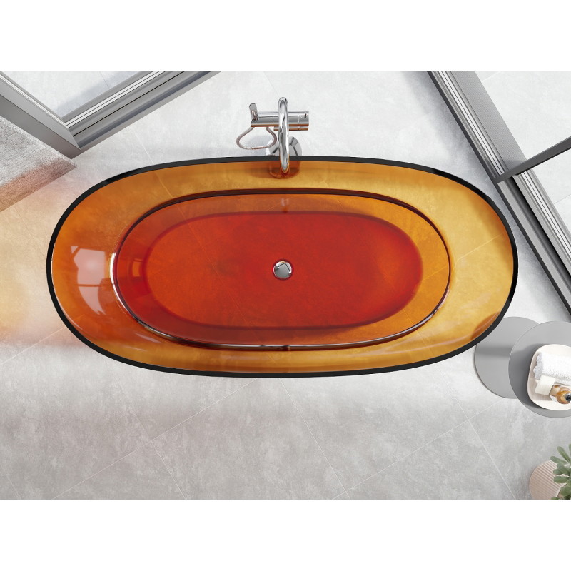 Mexen Pure baignoire autoportante transparente 170 x 80 cm, rouille, bonde chromée - 58071708006