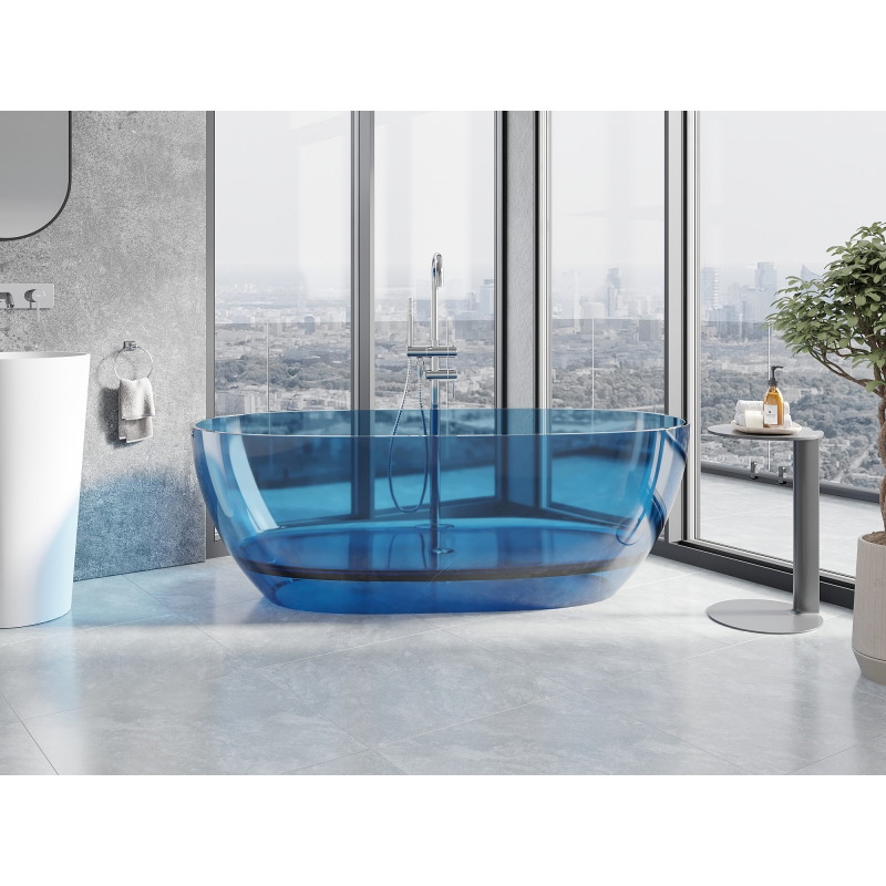 Mexen Pure baignoire autoportante transparente 170 x 80 cm, denim, bonde chromée - 58071708007