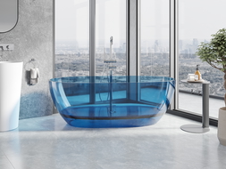 Mexen Pure denim baignoire autoportante transparente 170 x 80 cm, bouchon chrome - 58071708007