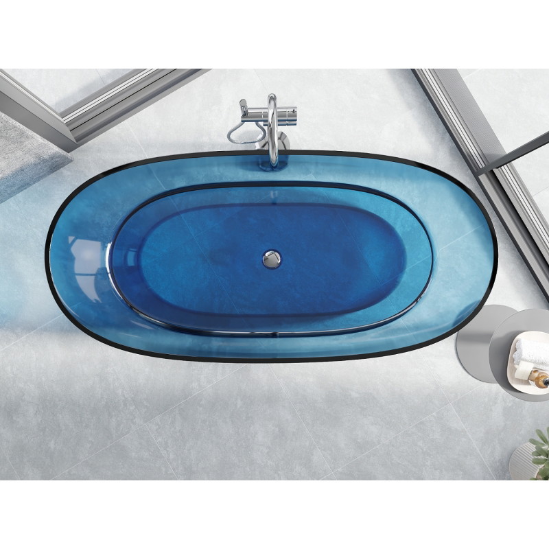 Mexen Pure baignoire autoportante transparente 170 x 80 cm, denim, bonde chromée - 58071708007