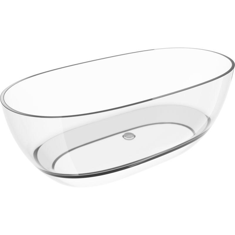 Mexen Pure claire baignoire autoportante transparente 170 x 80 cm, bouchon chrome - 58071708008