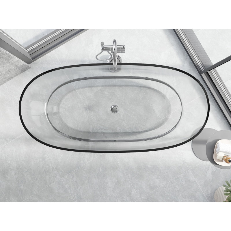 Mexen Pure baignoire autoportante transparente 170 x 80 cm, claire, bonde chromée - 58071708008