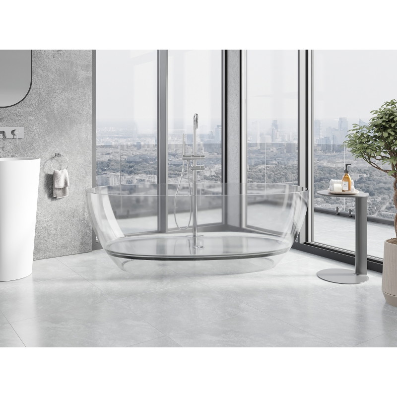 Mexen Pure baignoire autoportante transparente 170 x 80 cm, claire, bonde chromée - 58071708008