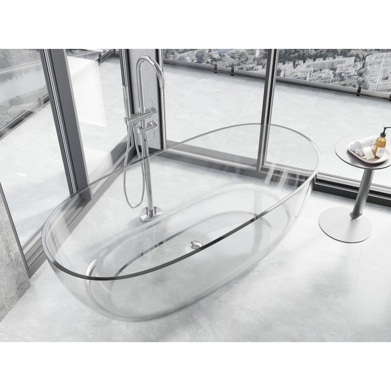 Mexen Pure baignoire autoportante transparente 170 x 80 cm, claire, bonde chromée - 58071708008