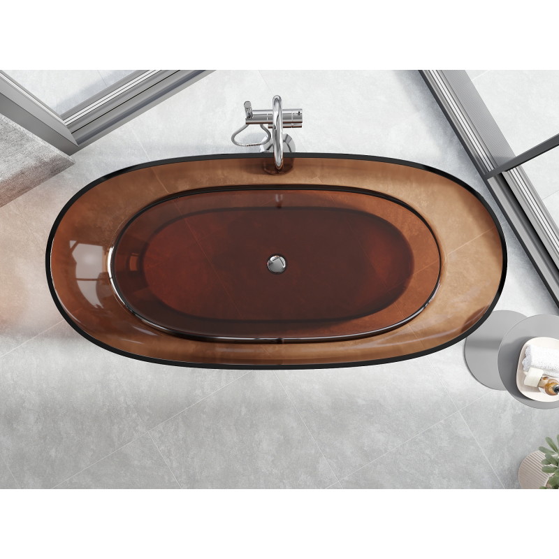 Mexen Pure baignoire autoportante transparente 170 x 80 cm, cerise, bouchon chromé - 58071708009