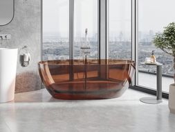 Mexen Pure baignoire autoportante transparente 170 x 80 cm, cerise, bouchon chromé - 58071708009
