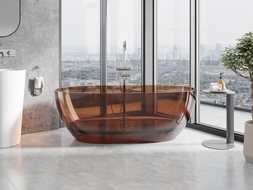 Mexen Pure cherry baignoire autoportante transparente 170 x 80 cm, bouchon chromé - 58071708009