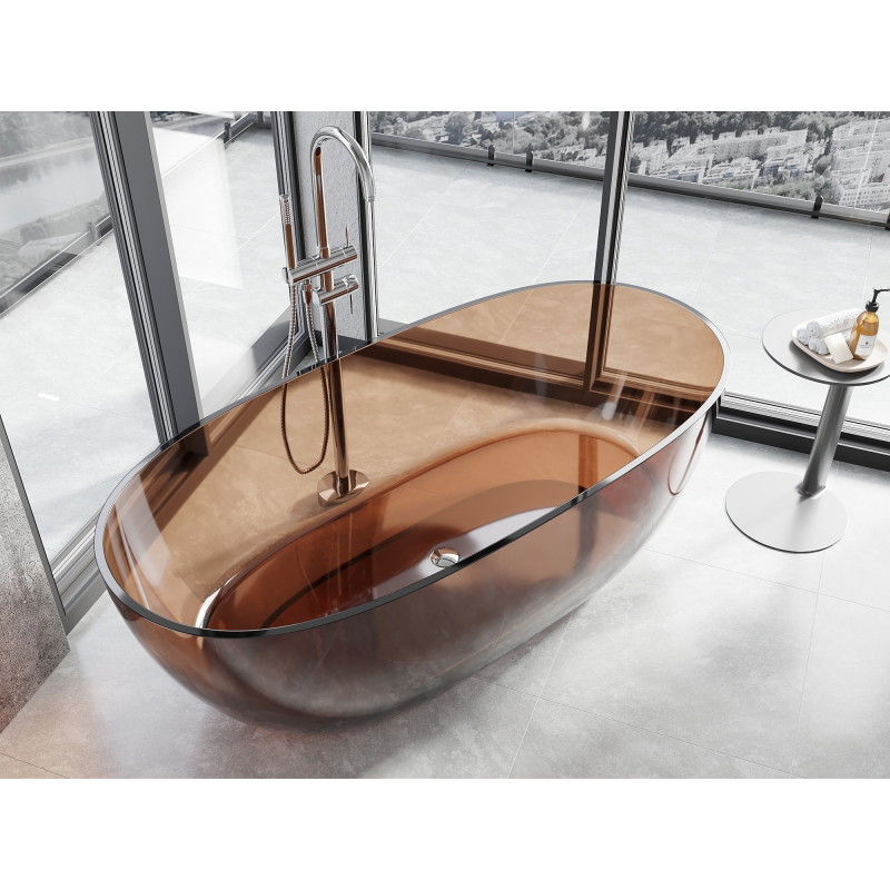 Mexen Pure baignoire autoportante transparente 170 x 80 cm, cerise, bouchon chromé - 58071708009