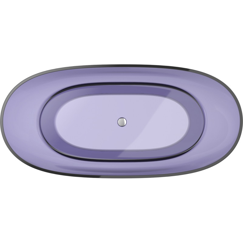 Mexen Pure baignoire autoportante transparente 170 x 80 cm, bleu ardoise foncé, bouchon chromé - 58071708010
