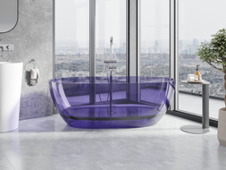 Mexen Pure baignoire autoportante transparente 170 x 80 cm, bleu ardoise foncé, bouchon chromé - 58071708010