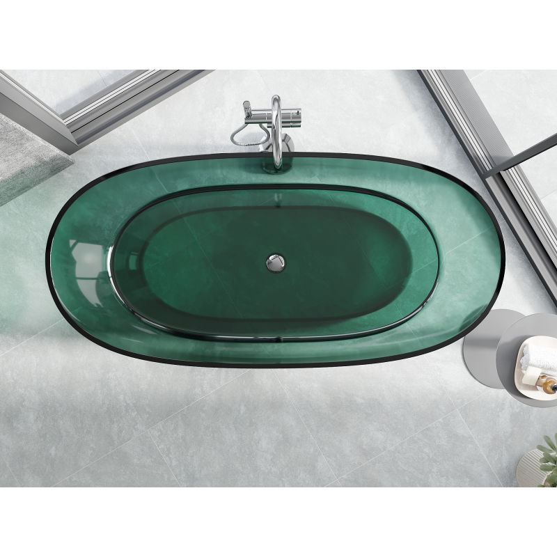 Mexen Pure teal baignoire autoportante transparente 170 x 80 cm, bouchon chromé - 58071708011