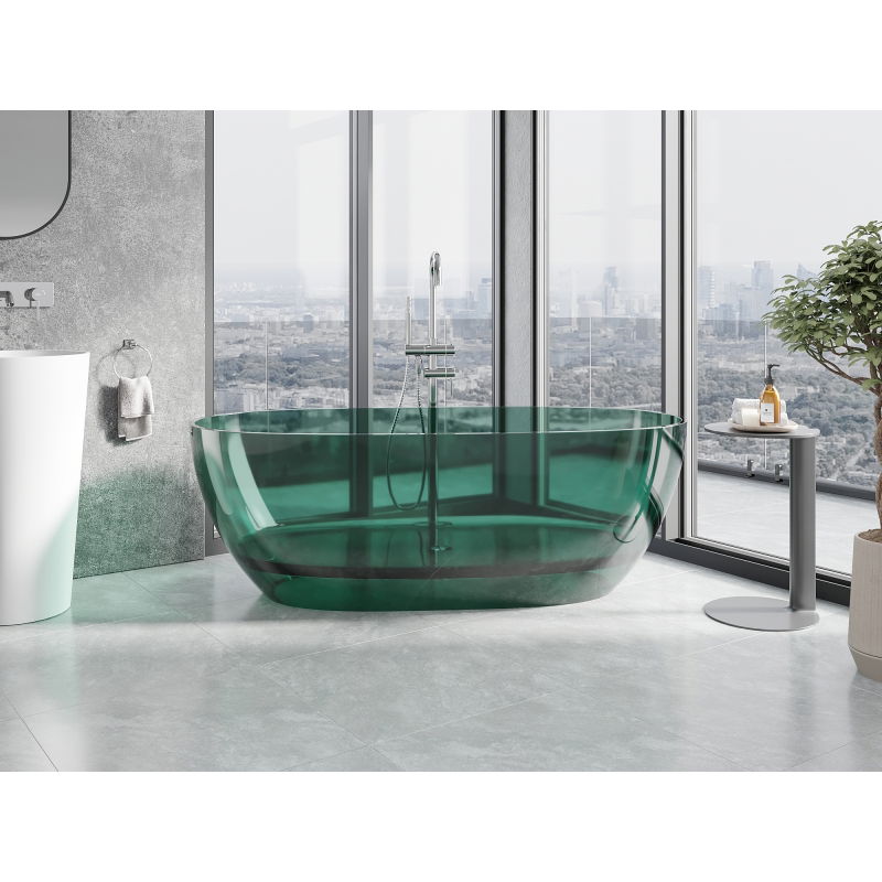 Mexen Pure teal baignoire autoportante transparente 170 x 80 cm, bouchon chromé - 58071708011