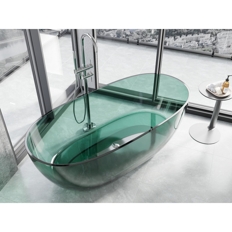 Mexen Pure baignoire autoportante transparente 170 x 80 cm, teal, bonde chromée - 58071708011