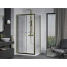 Mexen Apia cabine de douche coulissante 140 x 100 cm, transparent, or + receveur Flat, blanc- 840-140-100-50-00-4010G