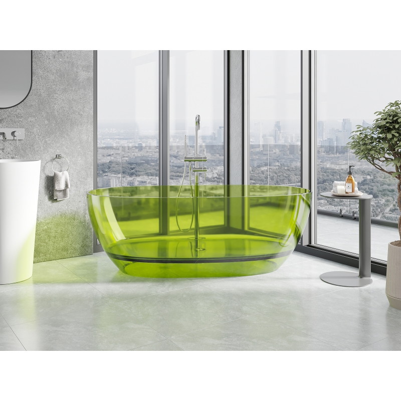 Mexen Pure baignoire autoportante transparente 170 x 80 cm, lime, bonde chromée - 58071708012