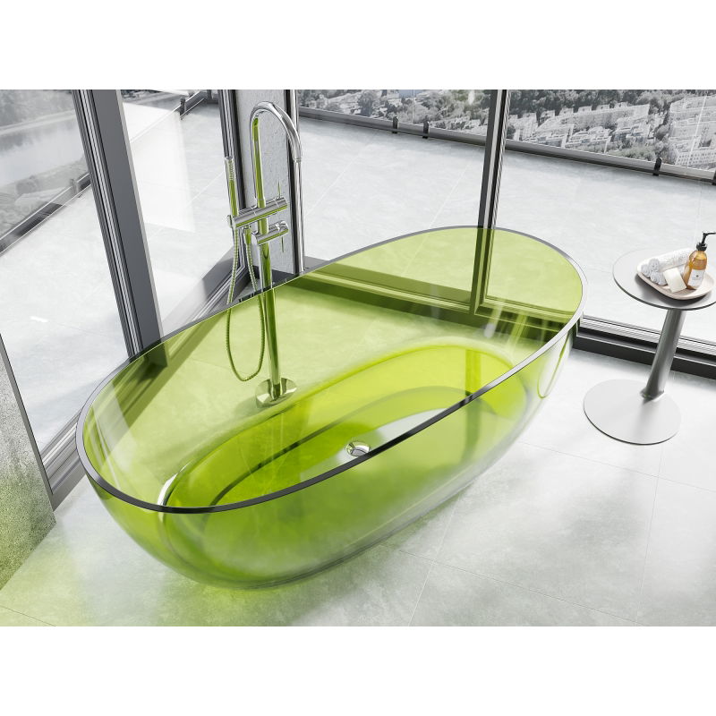 Mexen Pure lime baignoire autoportante transparente 170 x 80 cm, bouchon chromé - 58071708012