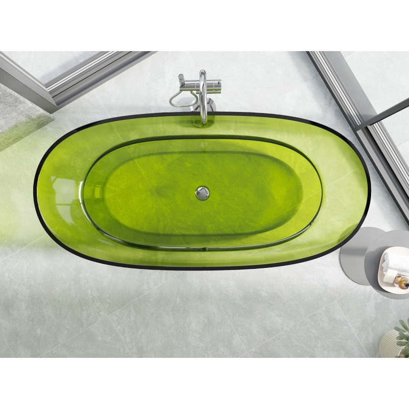 Mexen Pure baignoire autoportante transparente 170 x 80 cm, lime, bonde chromée - 58071708012