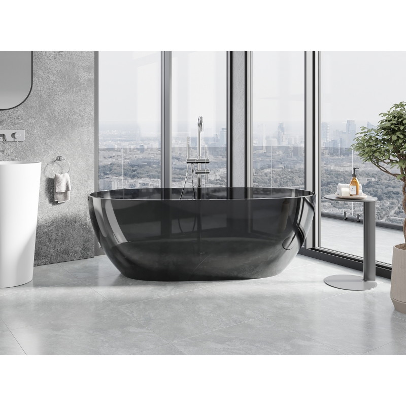 Mexen Pure baignoire autoportante transparente 170 x 80 cm, noir, bonde chromée - 58071708013