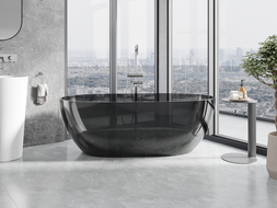 Mexen Pure baignoire noire autoportante transparente 170 x 80 cm, bonde chromée - 58071708013