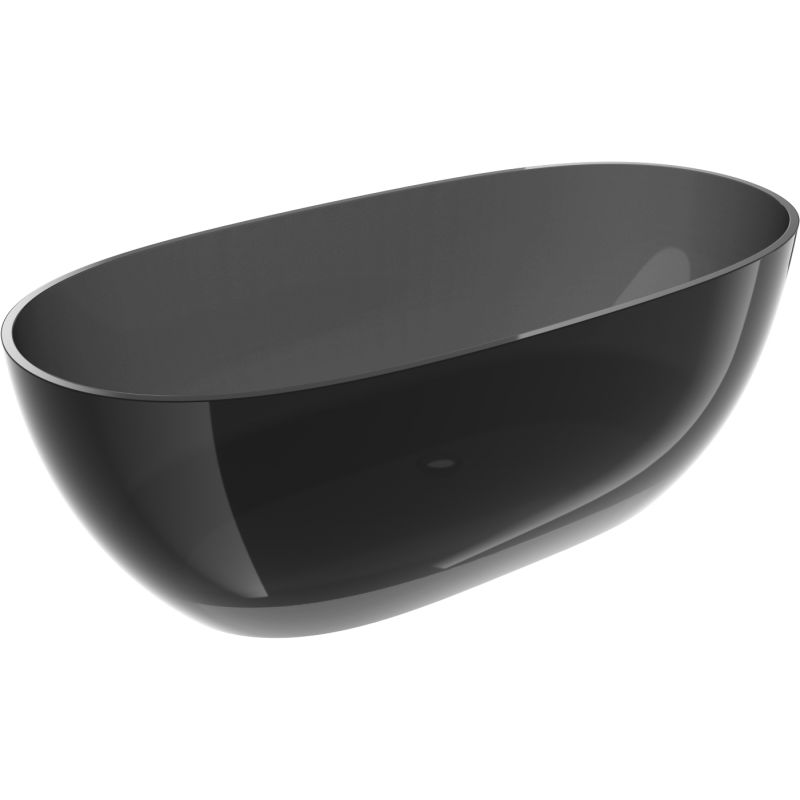 Mexen Pure noire baignoire autoportante transparente 170 x 80 cm, bouchon chromé - 58071708013