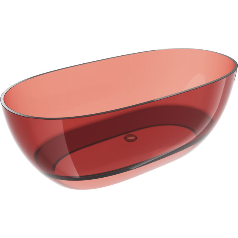 Baignoire autonome transparente Mexen Pure rose 170 x 80 cm, bouchon chromé - 58071708014