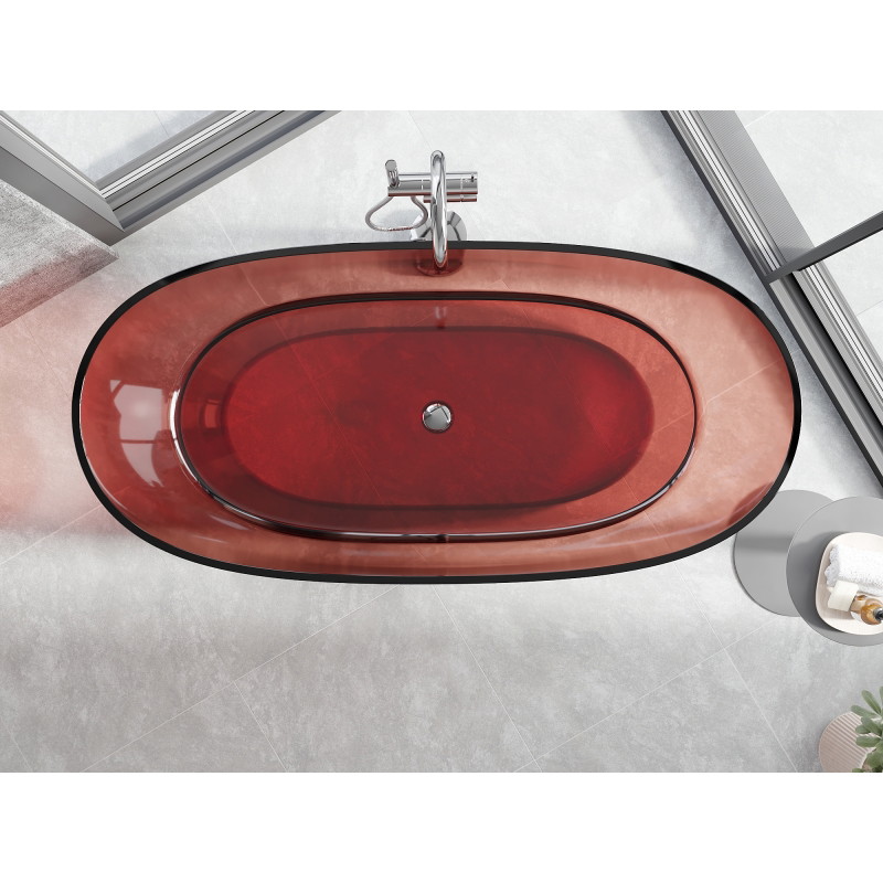 Mexen Pure baignoire autoportante transparente 170 x 80 cm, rose, bonde chromée - 58071708014