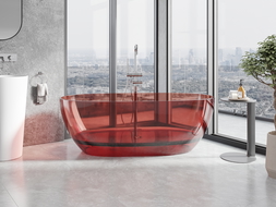 Baignoire autonome transparente Mexen Pure rose 170 x 80 cm, bouchon chromé - 58071708014