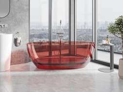 Mexen Pure baignoire autoportante transparente 170 x 80 cm, rose, bonde chromée - 58071708014