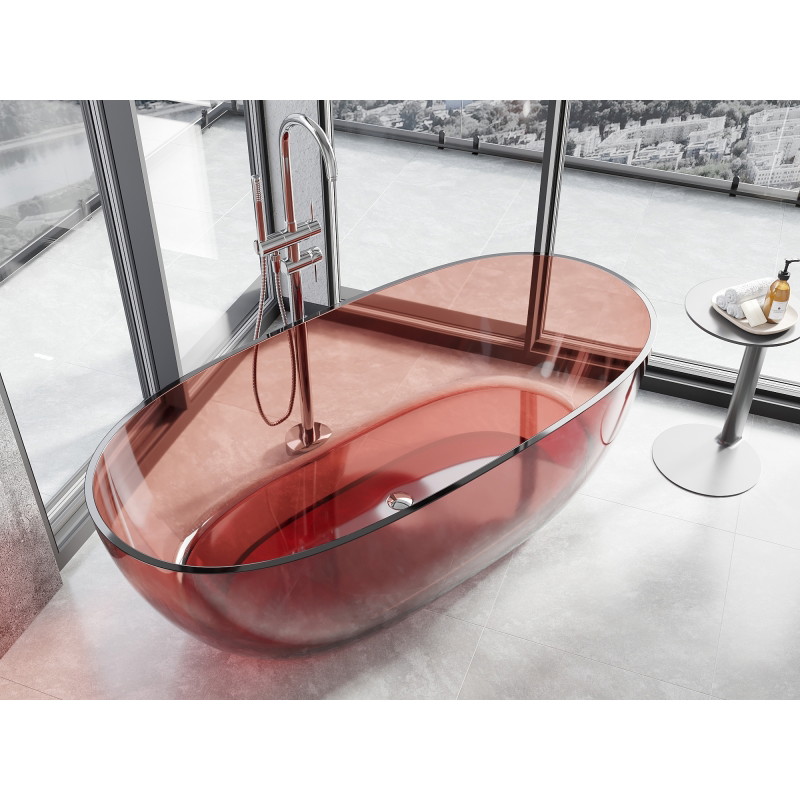 Mexen Pure baignoire autoportante transparente 170 x 80 cm, rose, bonde chromée - 58071708014