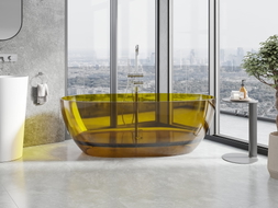 Mexen Pure baignoire autoportante transparente 170 x 80 cm, honey, bouchon chromé - 58071708015