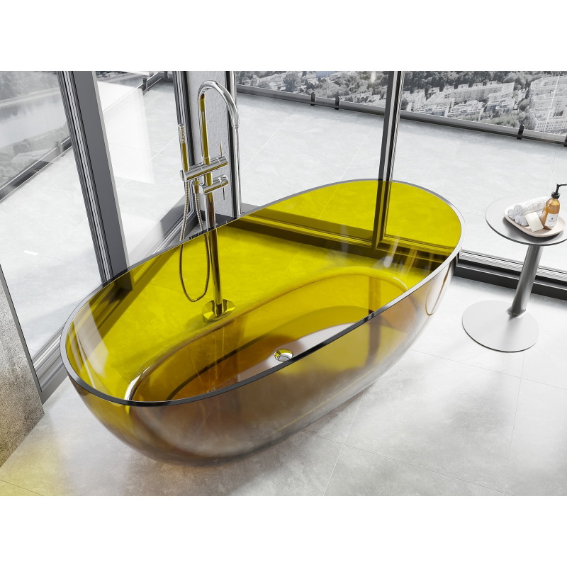 Mexen Pure baignoire autoportante transparente 170 x 80 cm, honey, bouchon chromé - 58071708015