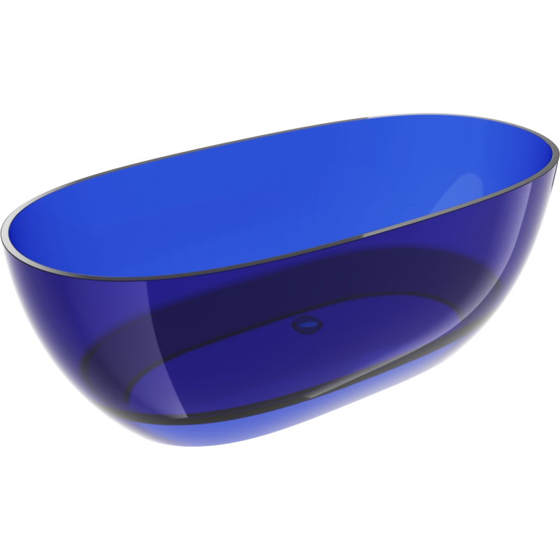 Mexen Pure sapphire baignoire autoportante transparente 170 x 80 cm, bouchon chromé - 58071708016