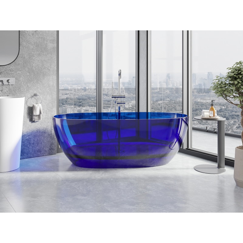Mexen Pure baignoire autoportante transparente 170 x 80 cm, saphir, bouchon chromé - 58071708016