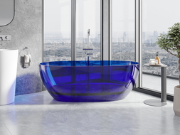 Mexen Pure sapphire baignoire autoportante transparente 170 x 80 cm, bouchon chromé - 58071708016