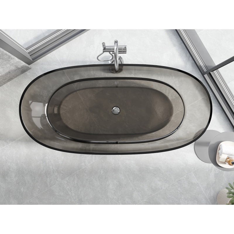 Mexen Pure baignoire autoportante transparente 170 x 80 cm, bronze, bouchon chromé - 58071708018