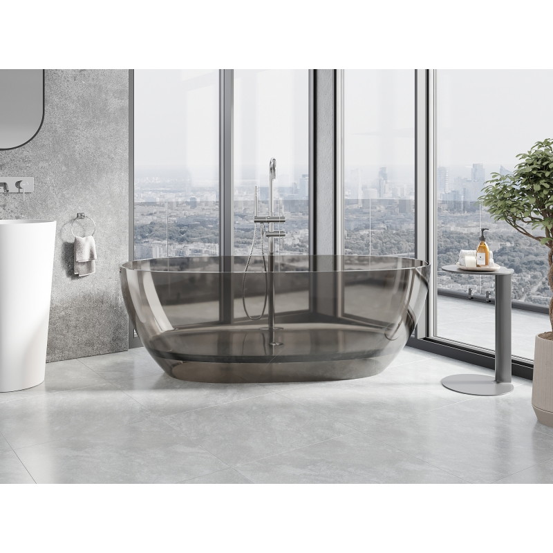 Mexen Pure baignoire autoportante transparente 170 x 80 cm, bronze, bouchon chromé - 58071708018