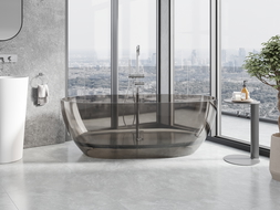 Mexen Pure bronze baignoire autoportante transparente 170 x 80 cm, bouchon chromé - 58071708018