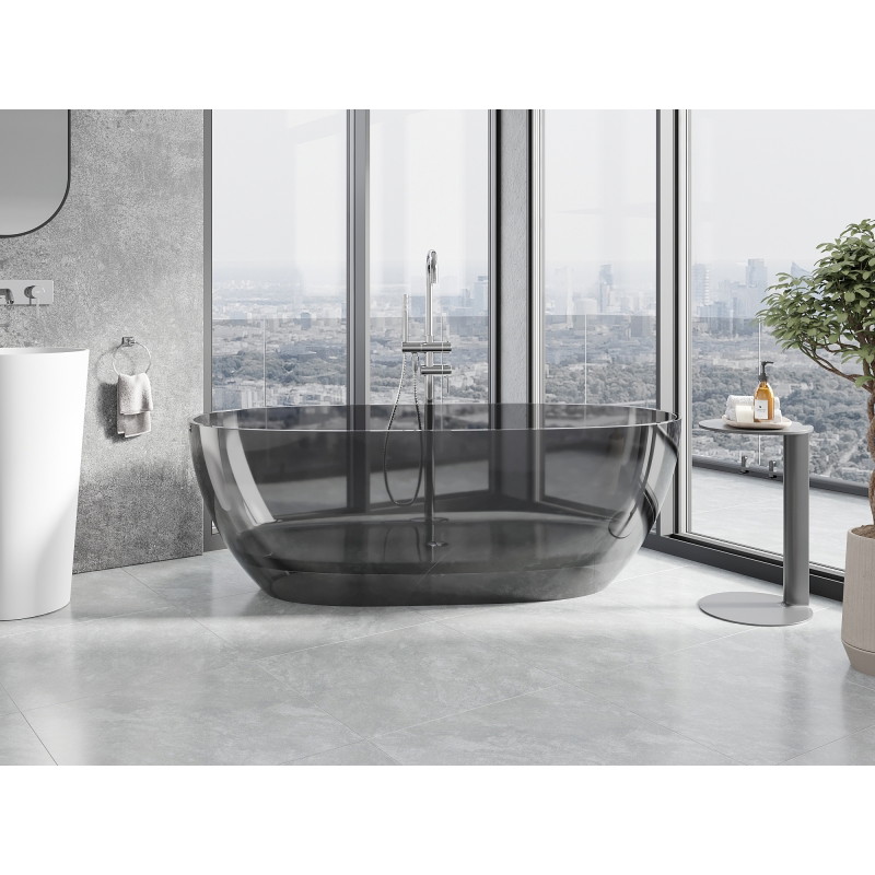 Mexen Pure baignoire autoportante transparente 170 x 80 cm, fumée, bonde chromée - 58071708019