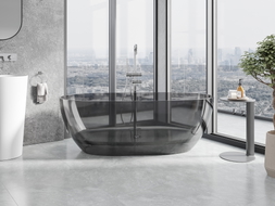 Mexen Pure baignoire autoportante transparente 170 x 80 cm, fumée, bonde chromée - 58071708019