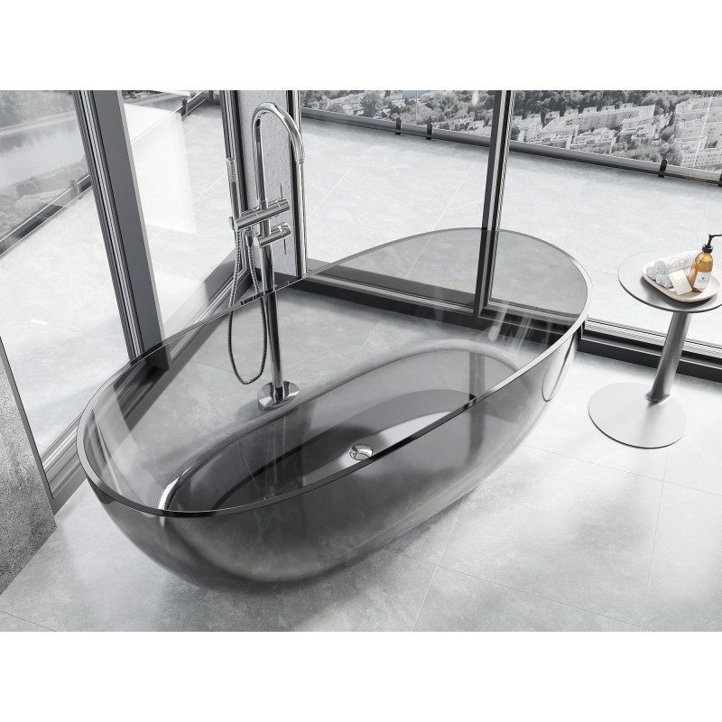 Mexen Pure baignoire autoportante transparente 170 x 80 cm, fumée, bonde chromée - 58071708019