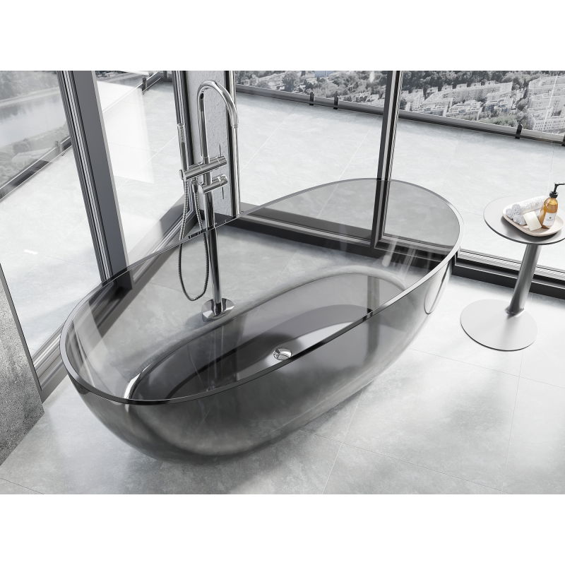 Mexen Pure smoke baignoire autoportante transparente 170 x 80 cm, bouchon chromé - 58071708019