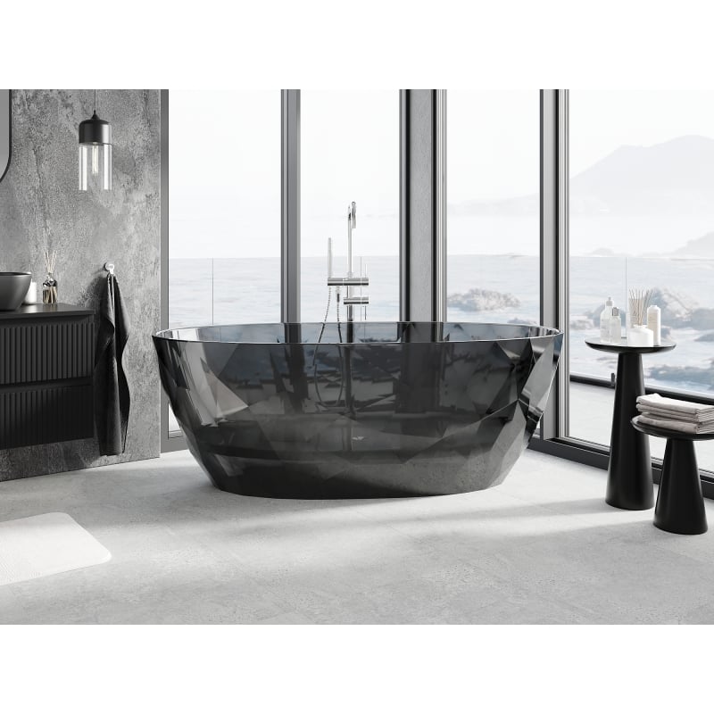 Mexen Orax baignoire noire autoportante transparente 170 x 80 cm, bonde chromée - 58081708013