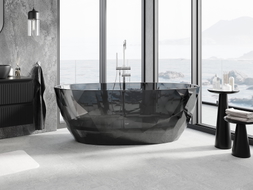 Mexen Orax baignoire autoportante transparente 170 x 80 cm, noir, bouchon chromé - 58081708013