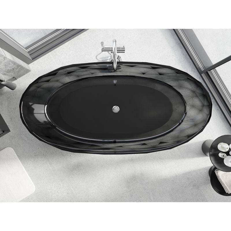 Mexen Orax baignoire autoportante noire transparente 170 x 80 cm, bouchon chromé - 58081708013