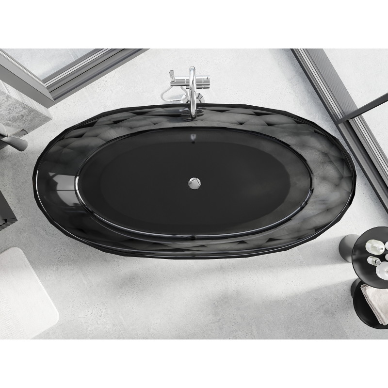 Mexen Orax baignoire autoportante transparente 170 x 80 cm, noir, bouchon chromé - 58081708013